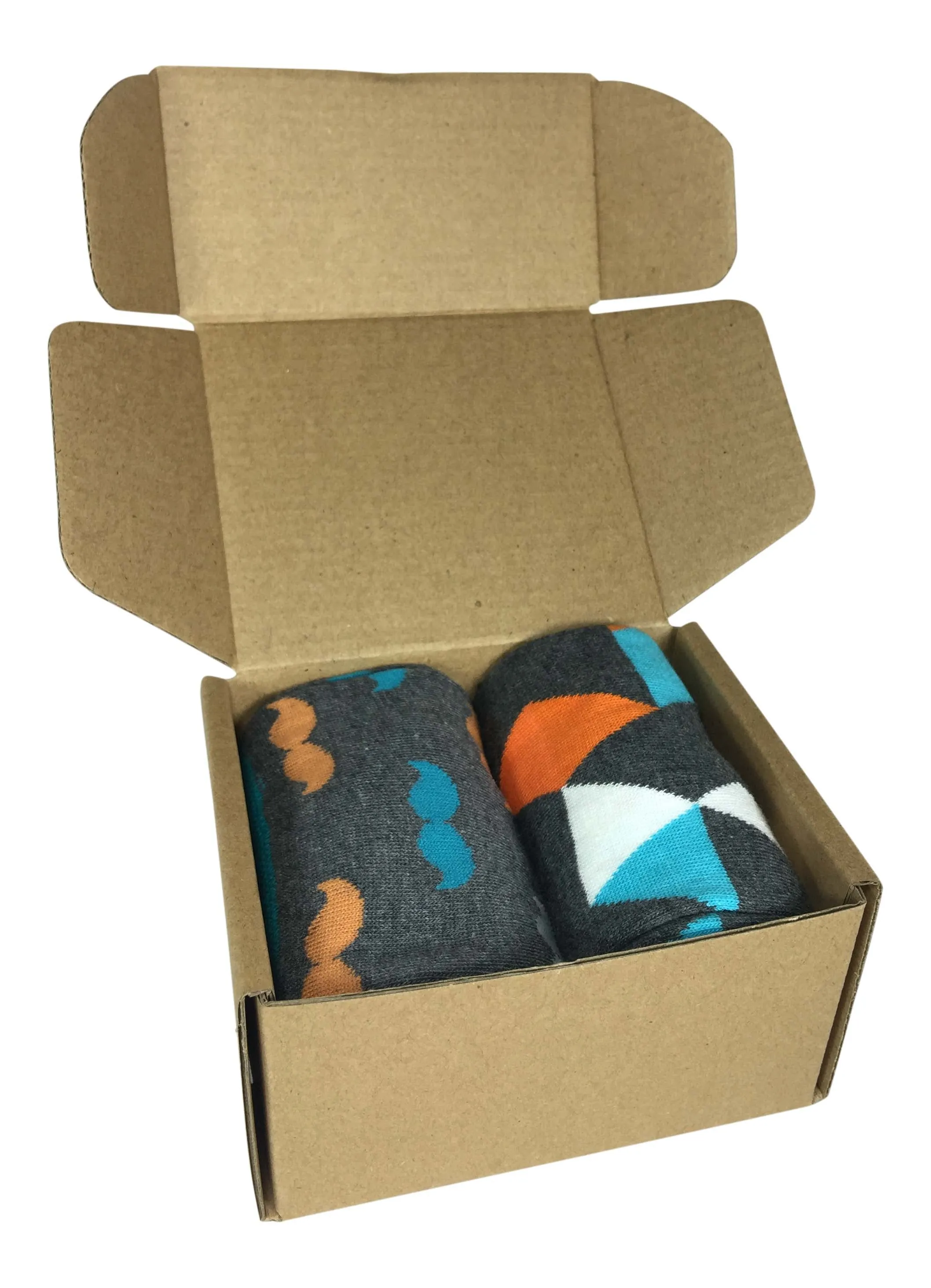 Men's Haberdashery Dress Socks - Mustache Socks - Funky Fun Colorful Socks 2 Set