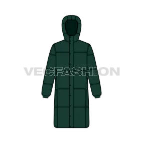 Mens Long Length Puffer Coat