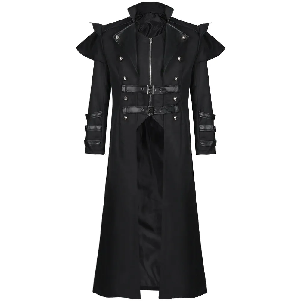 Men's Steampunk Trench Victorian Collar Solid Double Breasted Coat Costumes