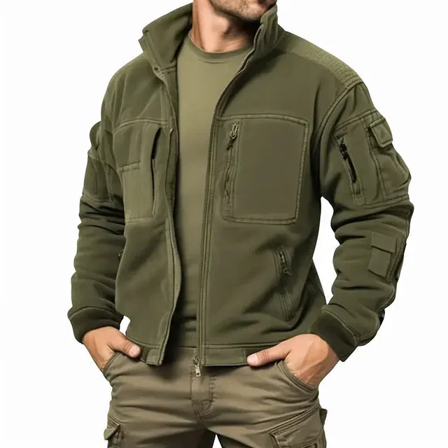 Men's Vintage Polar Fleece Military Cargo Jackets