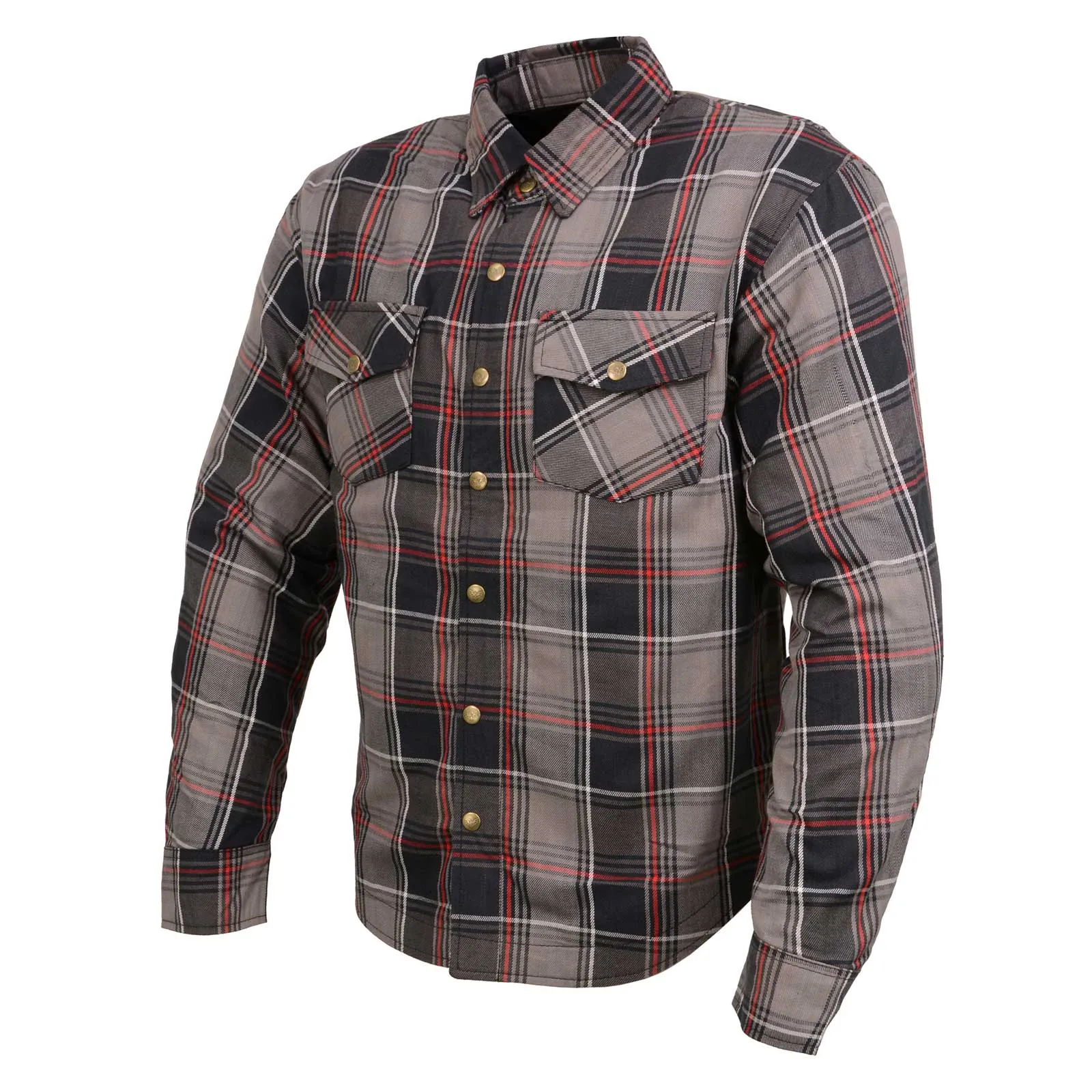 Milwaukee Leather MPM1652 Men's Plaid Flannel Biker Shirt with CE Approved Armor - Reinforced w/ Aramid Fiber