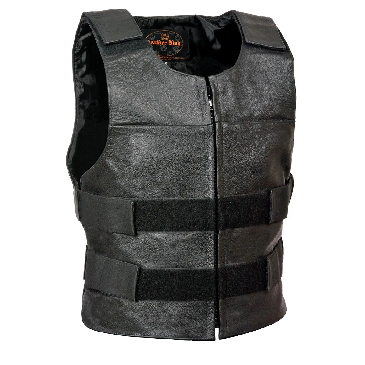 Milwaukee Leather SH1367Z Men's Black Leather Bullet Proof Style Rider Vest- Plain Back Panel for Club Patches