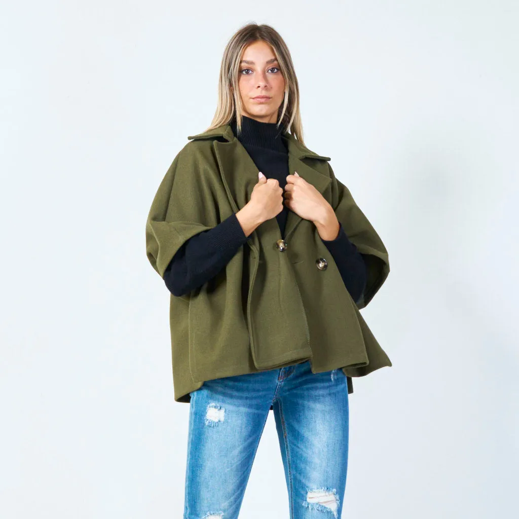 Modern cape-style wool jacket wholesale