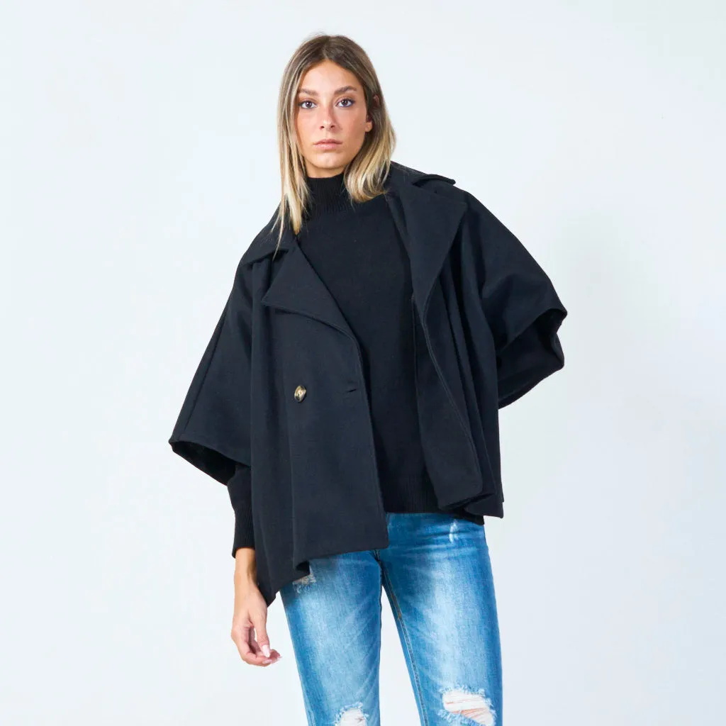 Modern cape-style wool jacket wholesale