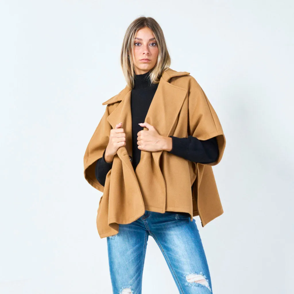 Modern cape-style wool jacket wholesale