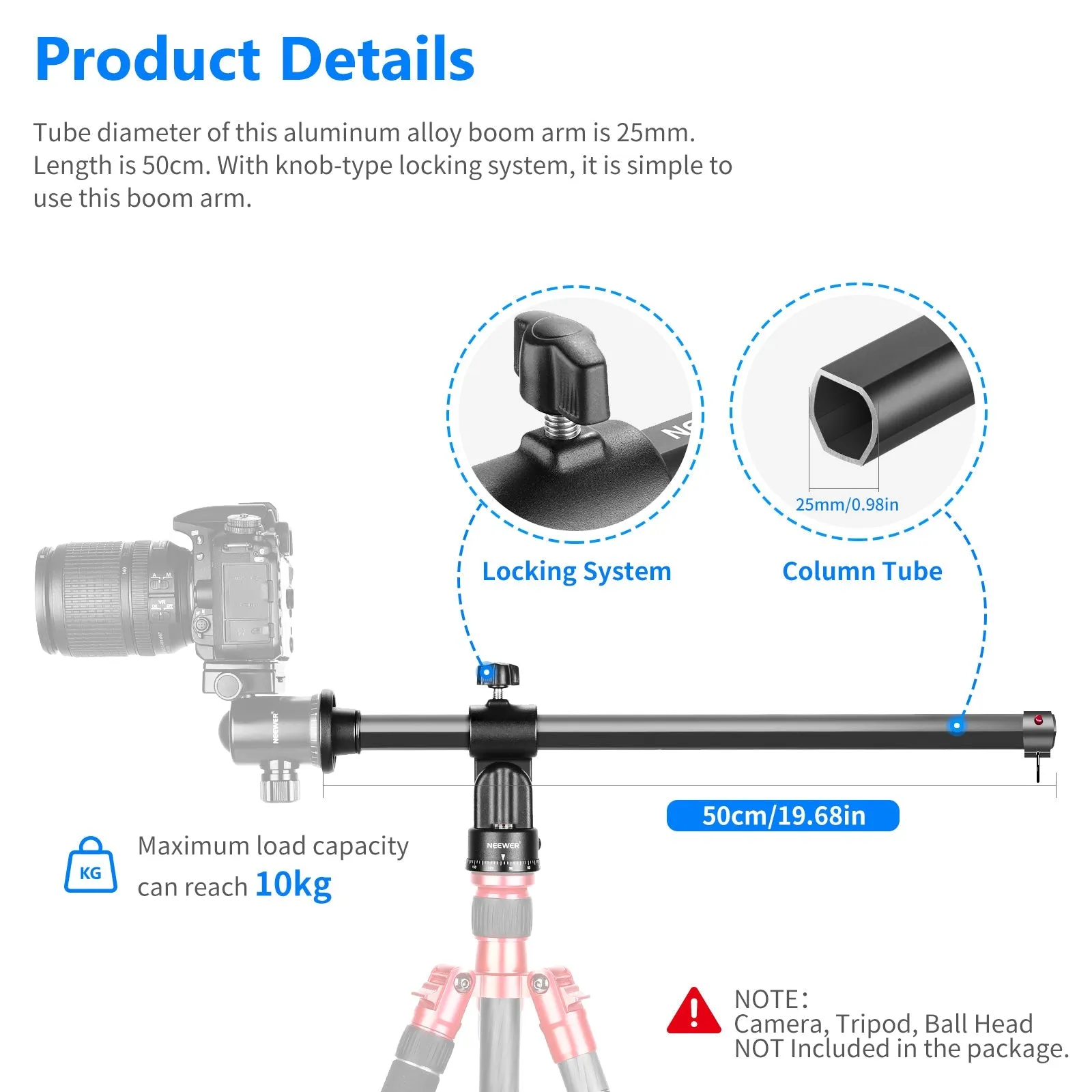 NEEWER ZW-02 19.7" Tripod Extension Boom Arm