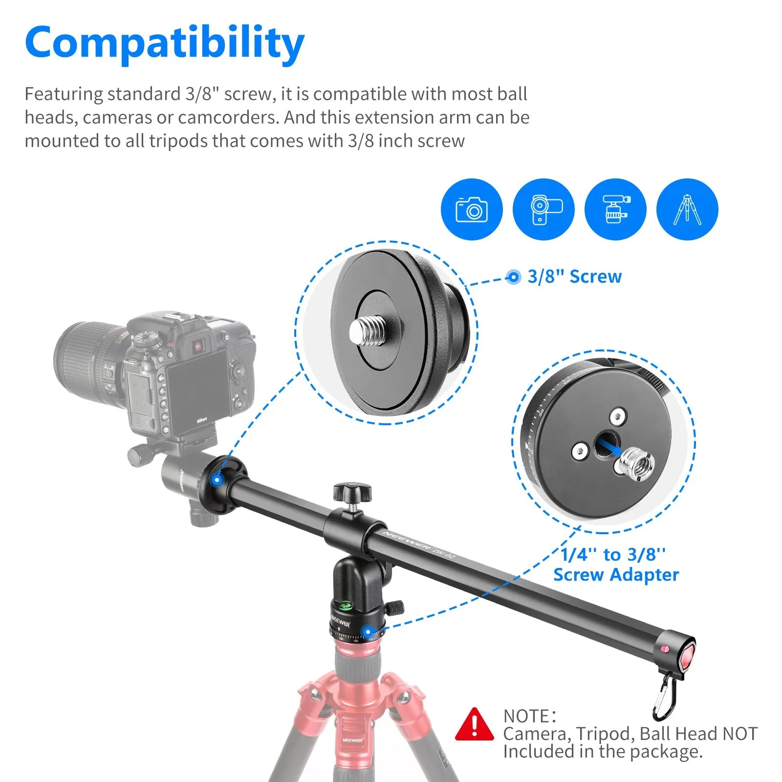 NEEWER ZW-02 19.7" Tripod Extension Boom Arm