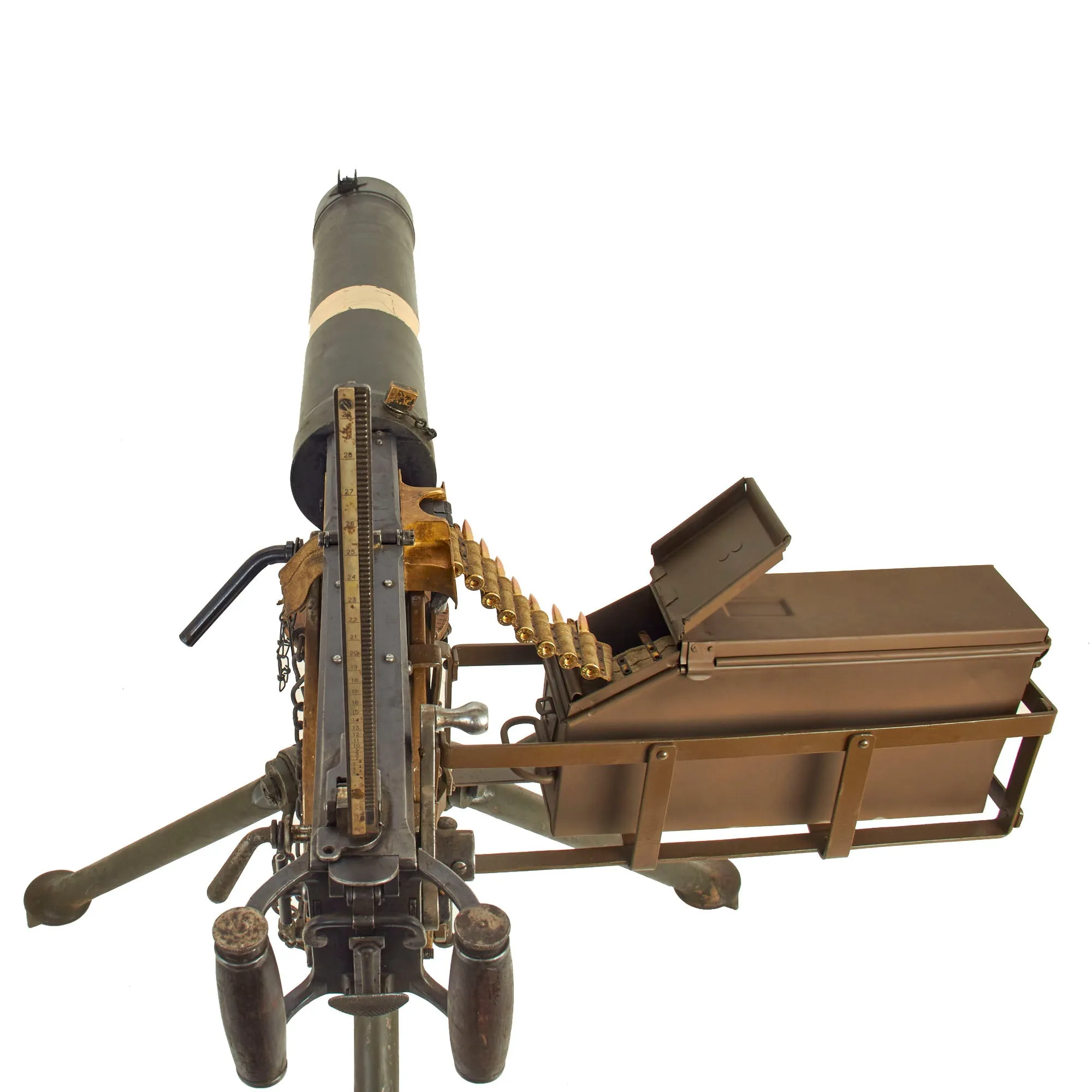 Original British WWII Vickers Display Medium Machine Gun with 1930 Dated Portuguese Tripod & Accessories