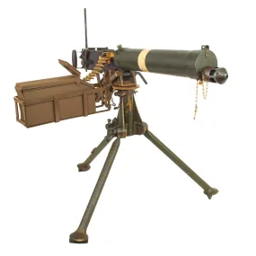 Original British WWII Vickers Display Medium Machine Gun with 1930 Dated Portuguese Tripod & Accessories