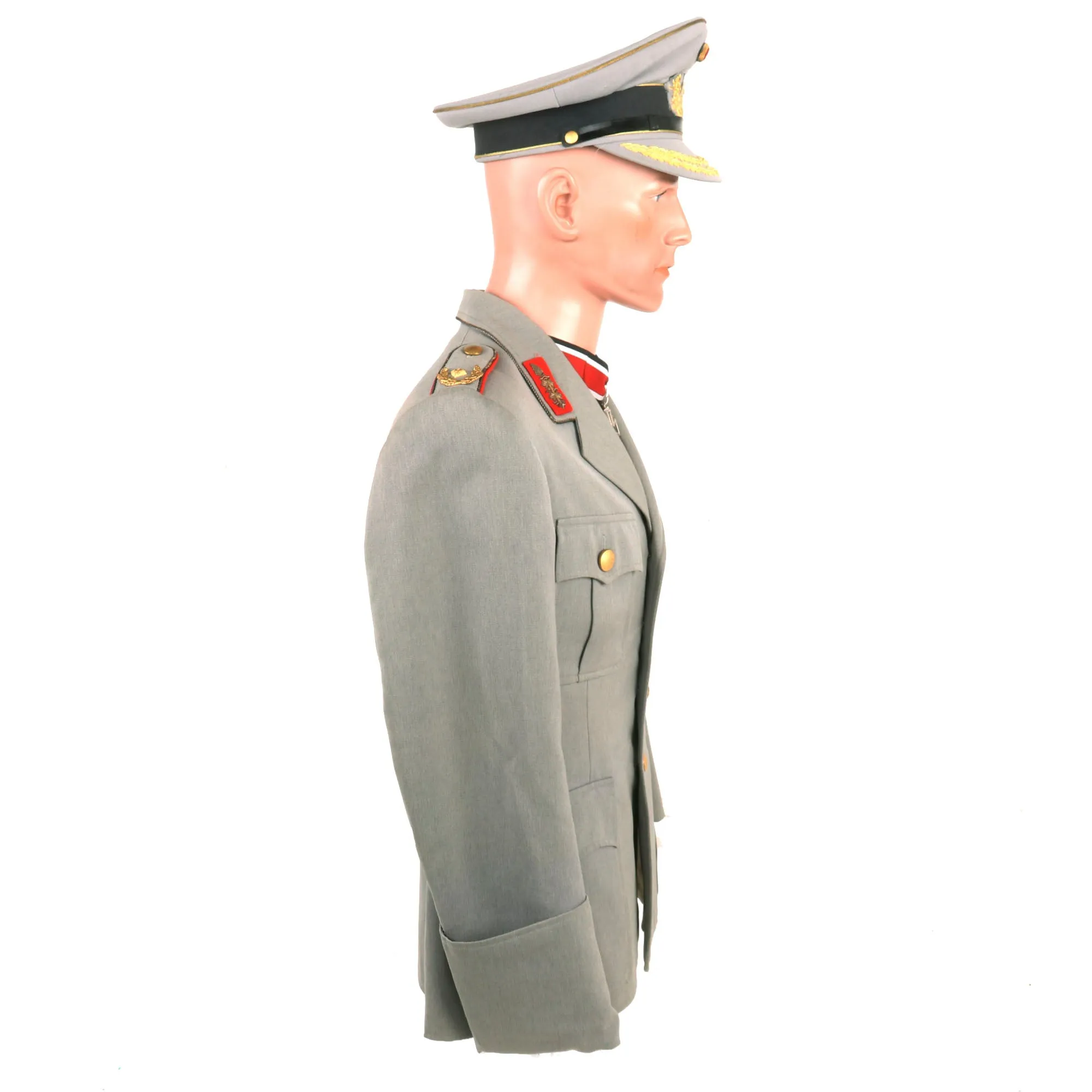 Original West German Cold War Era Bundeswehr Panzertruppen Uniform Top and Visor Cap For Brigade General of Panzer Brigade 8 ”Lüneberg” With 1957 Version of Knights Cross -  Formerly Part of the A.A.F. Tank Museum