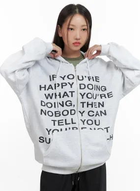 Oversize Lettering Cotton Zip Hoodie CS404