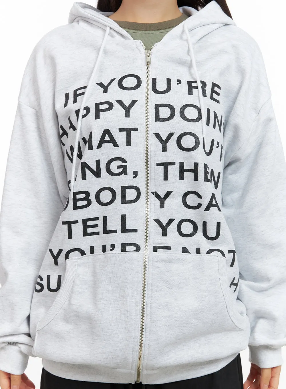 Oversize Lettering Cotton Zip Hoodie CS404