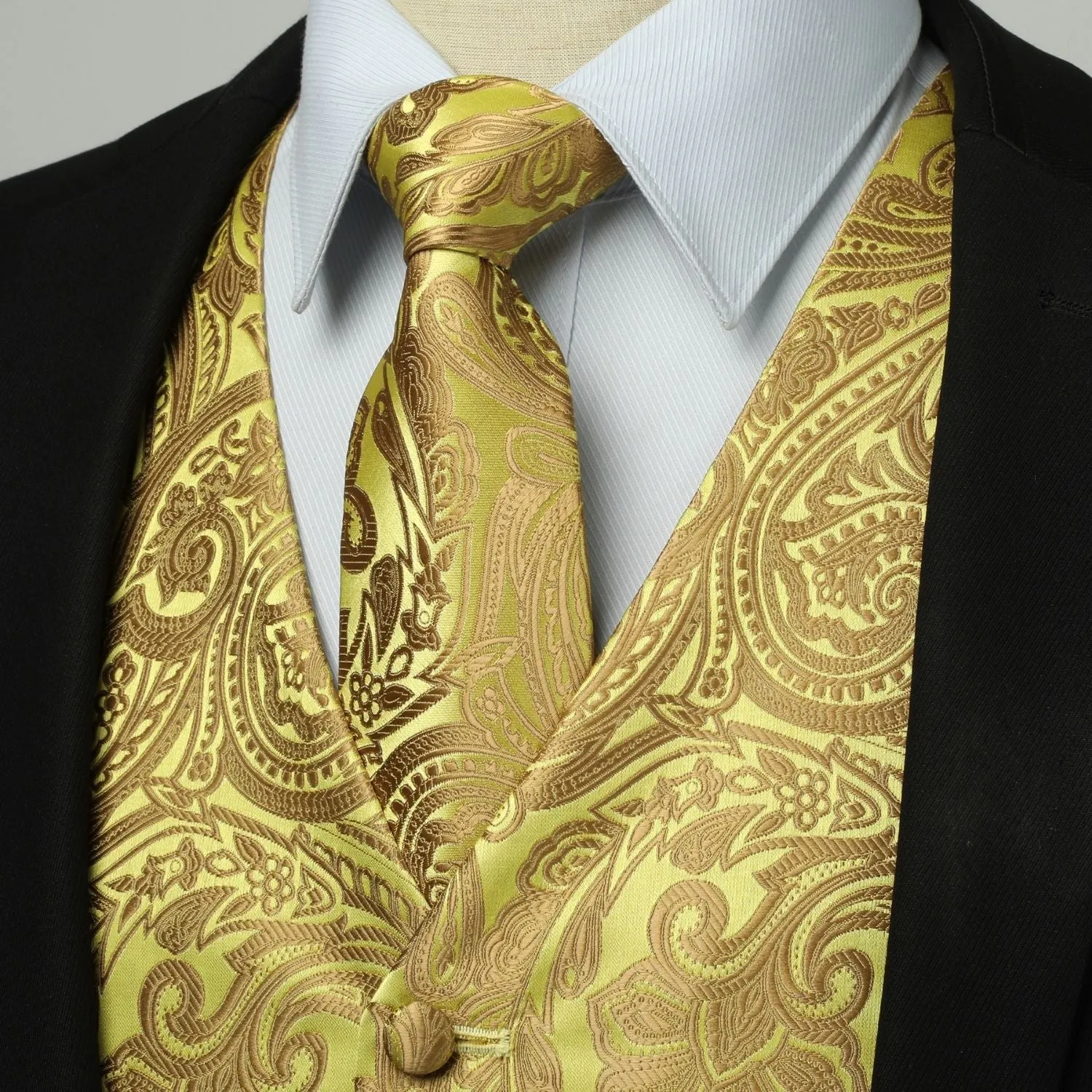 Paisley 5pc Suit Vest Set - C-GOLD