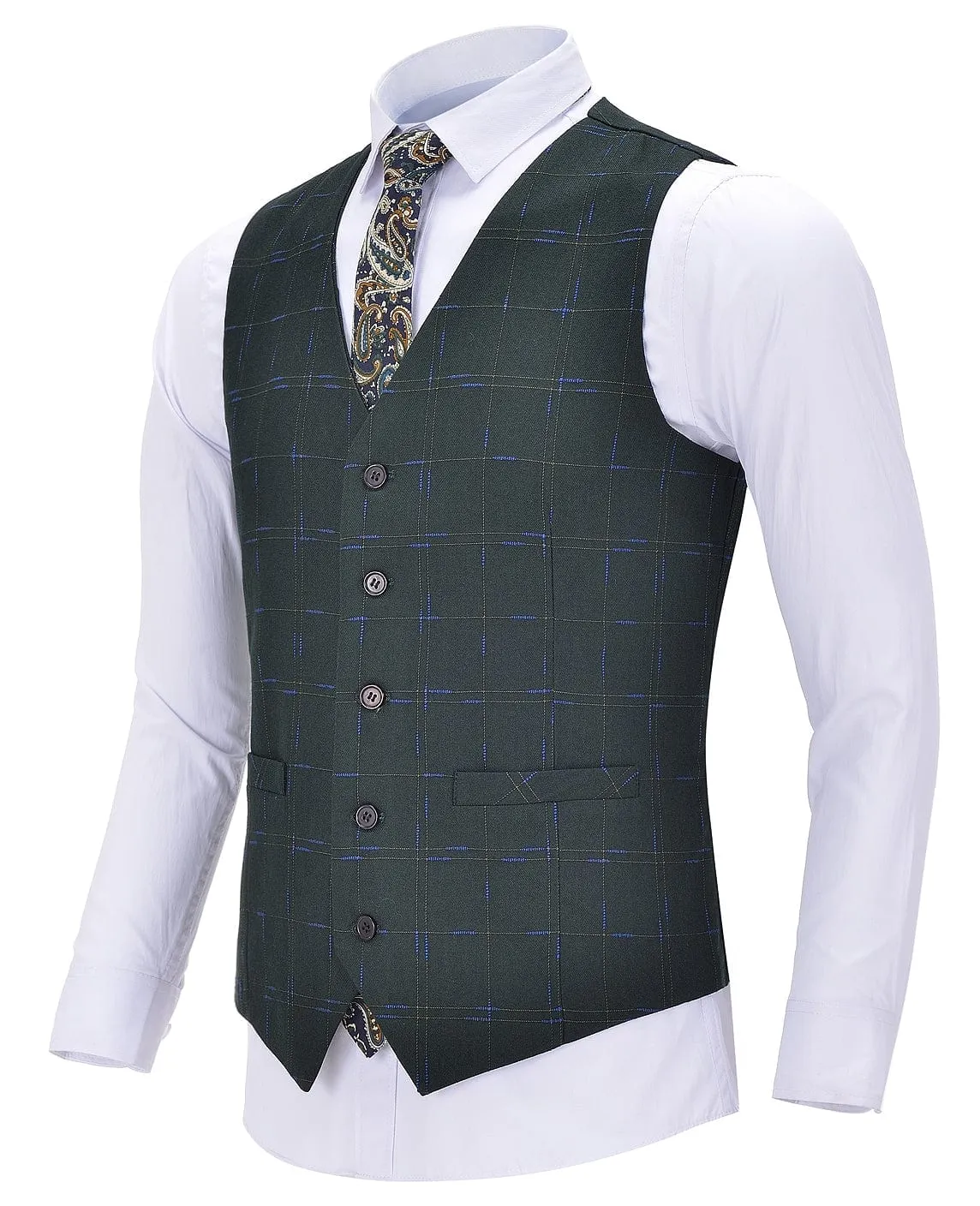 Plaid V Neck Waidtcoat Fashion Suit Vest