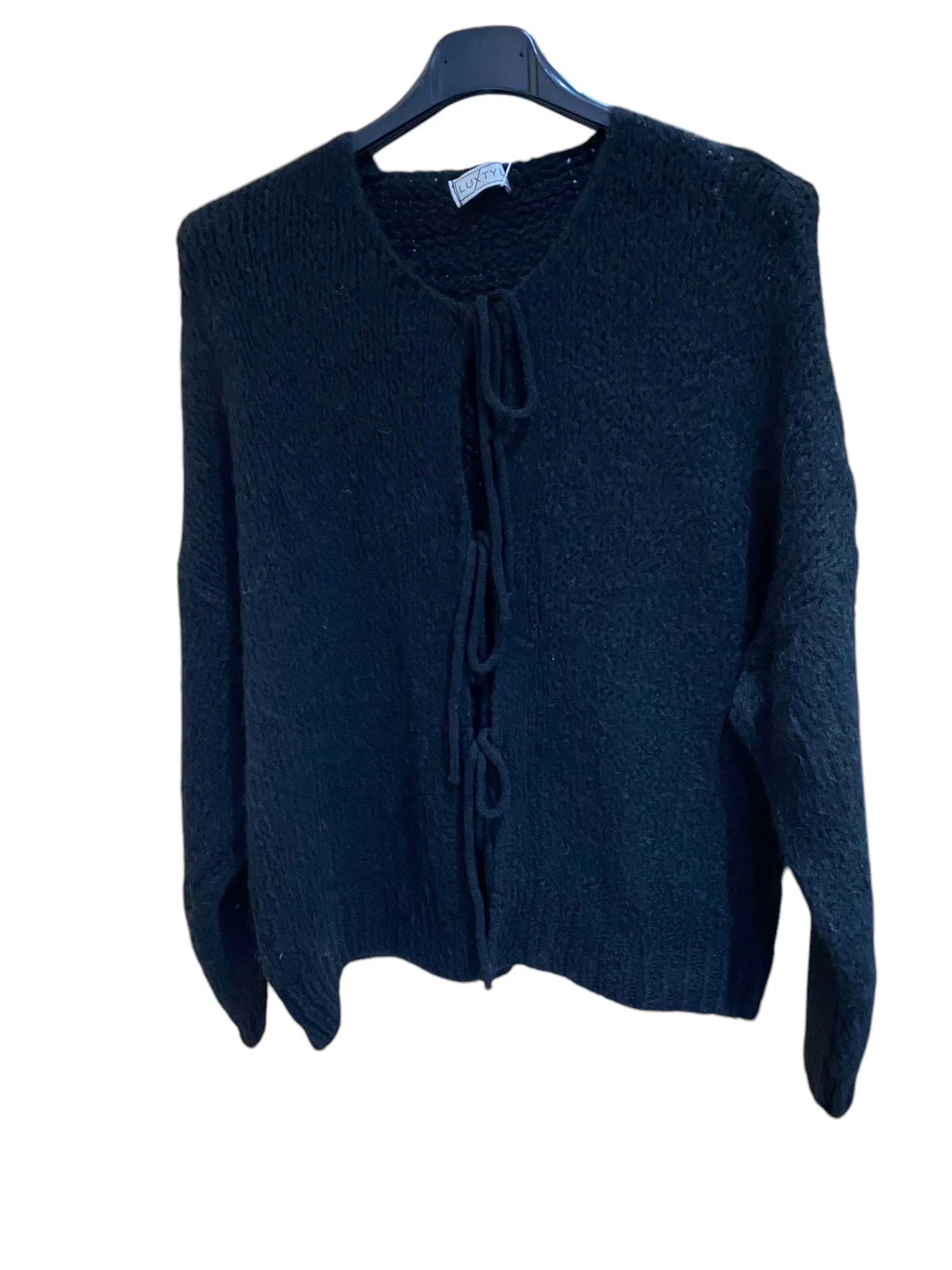 Plain Fluffy Knitted Triple Tie Cardigan Style Jumper (5 Colours)