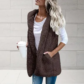 Plush Vest with Hooded Pockets