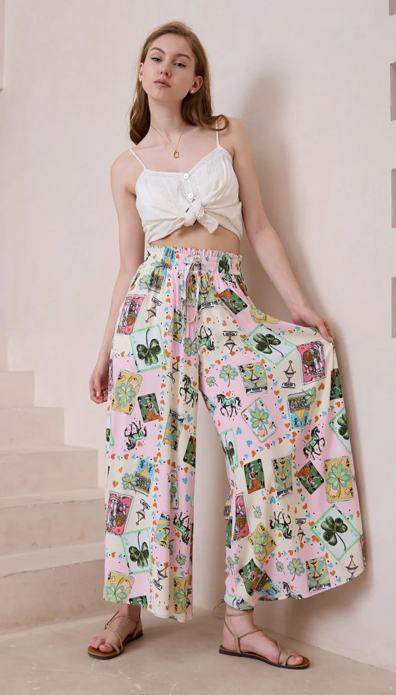 Poker Print Pink/Multi Palazzo Pants