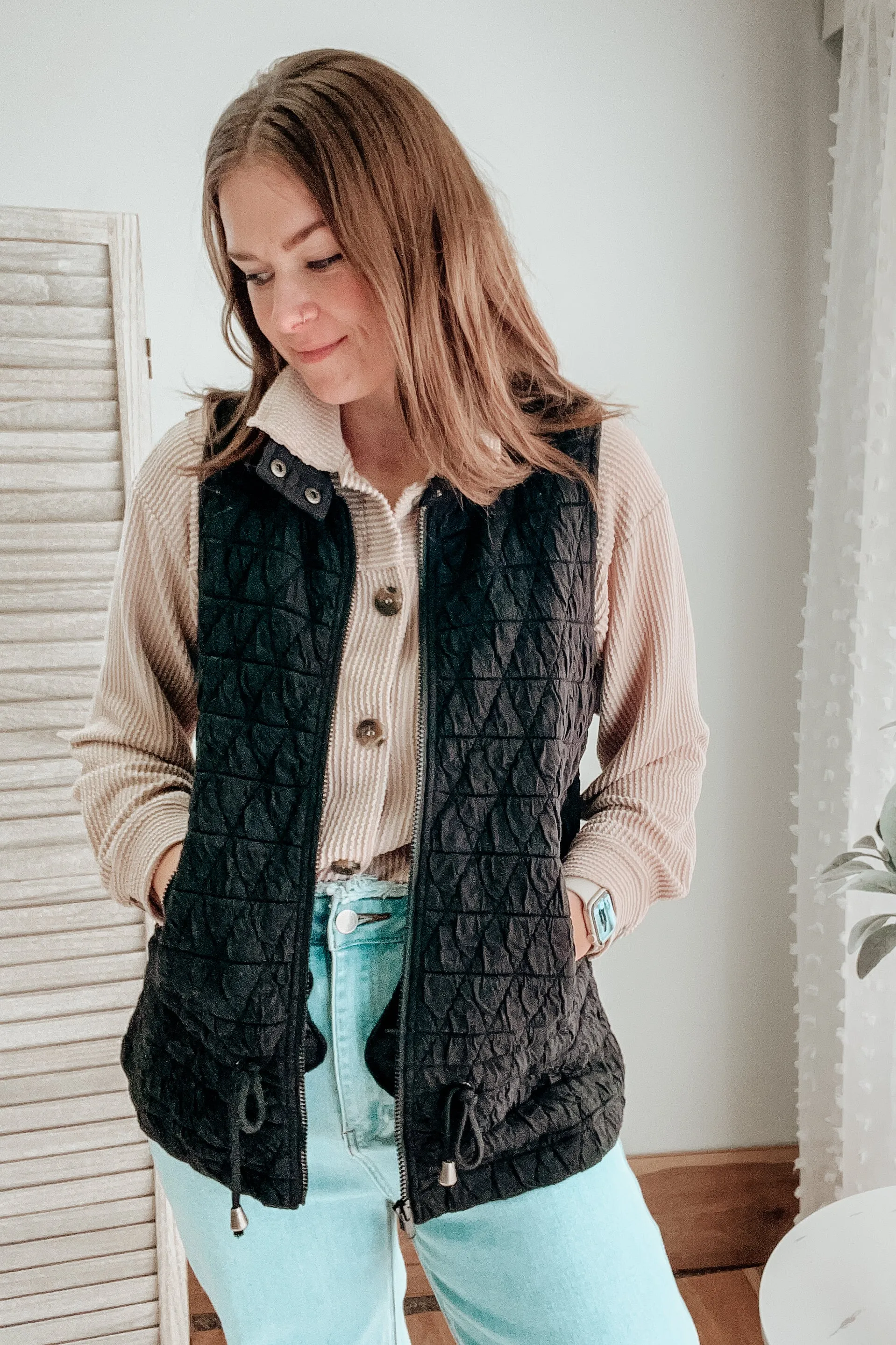 Quilted Drawstring Vest