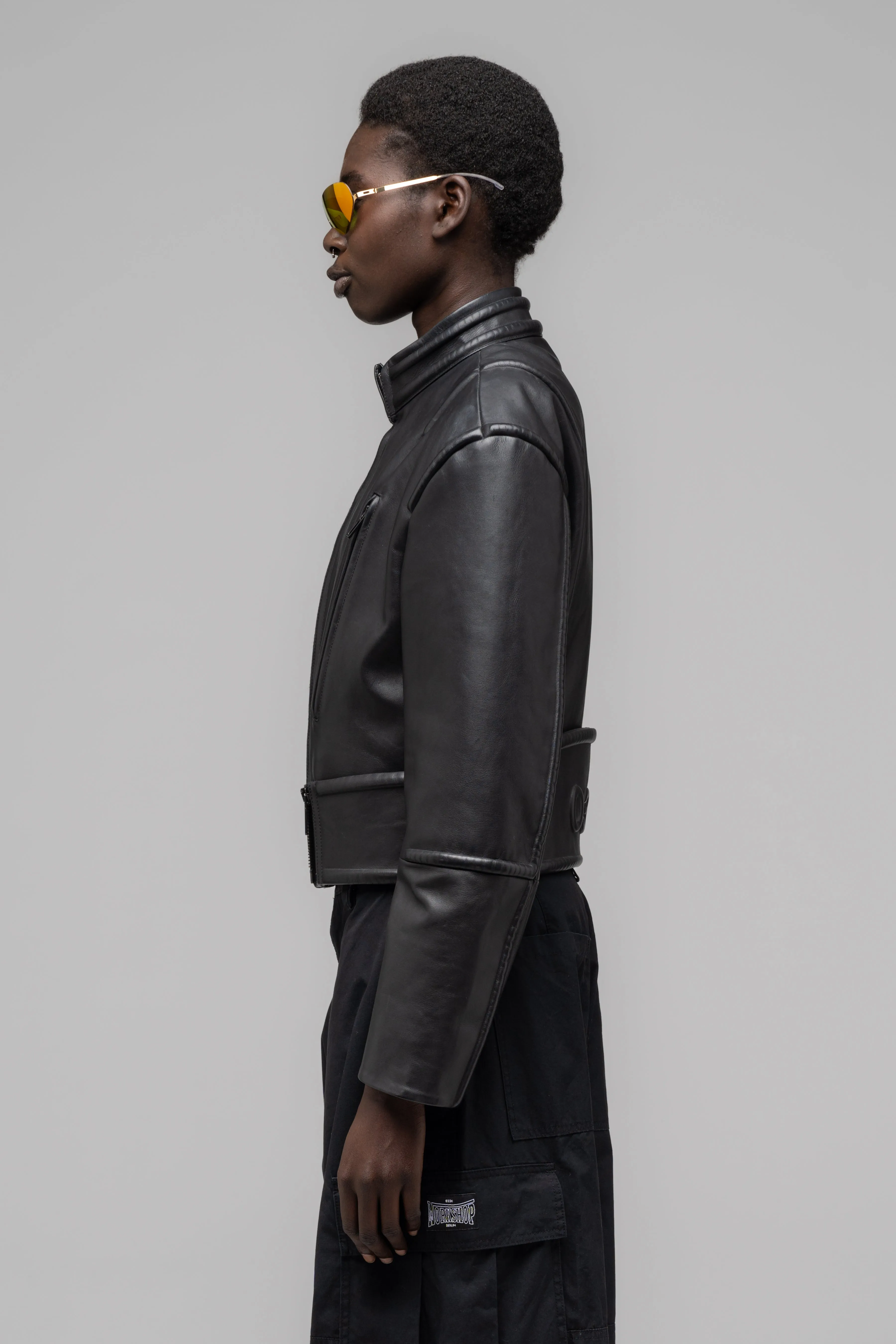 "HIPPOLYTA" GUARDED LEATHER BIKER JACKET