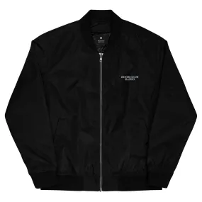 "No Phones" Embroidered Black Bomber Jacket