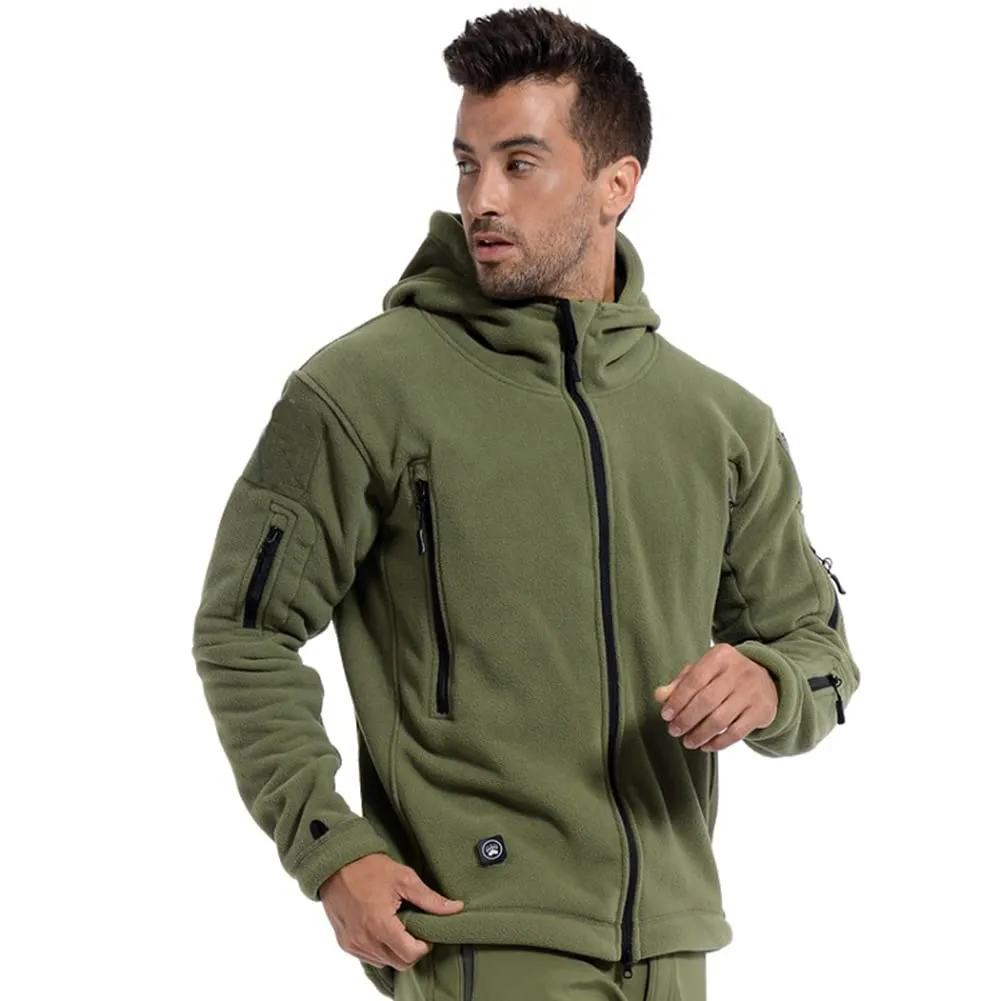 ReFire Gear Men's Warm Military Tactical Sport Fleece Hoodie Jacket, Army Green, SMall