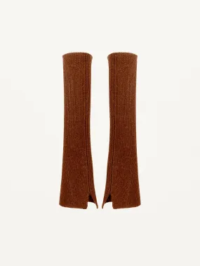 Ribbed Arm Warmers in Cognac