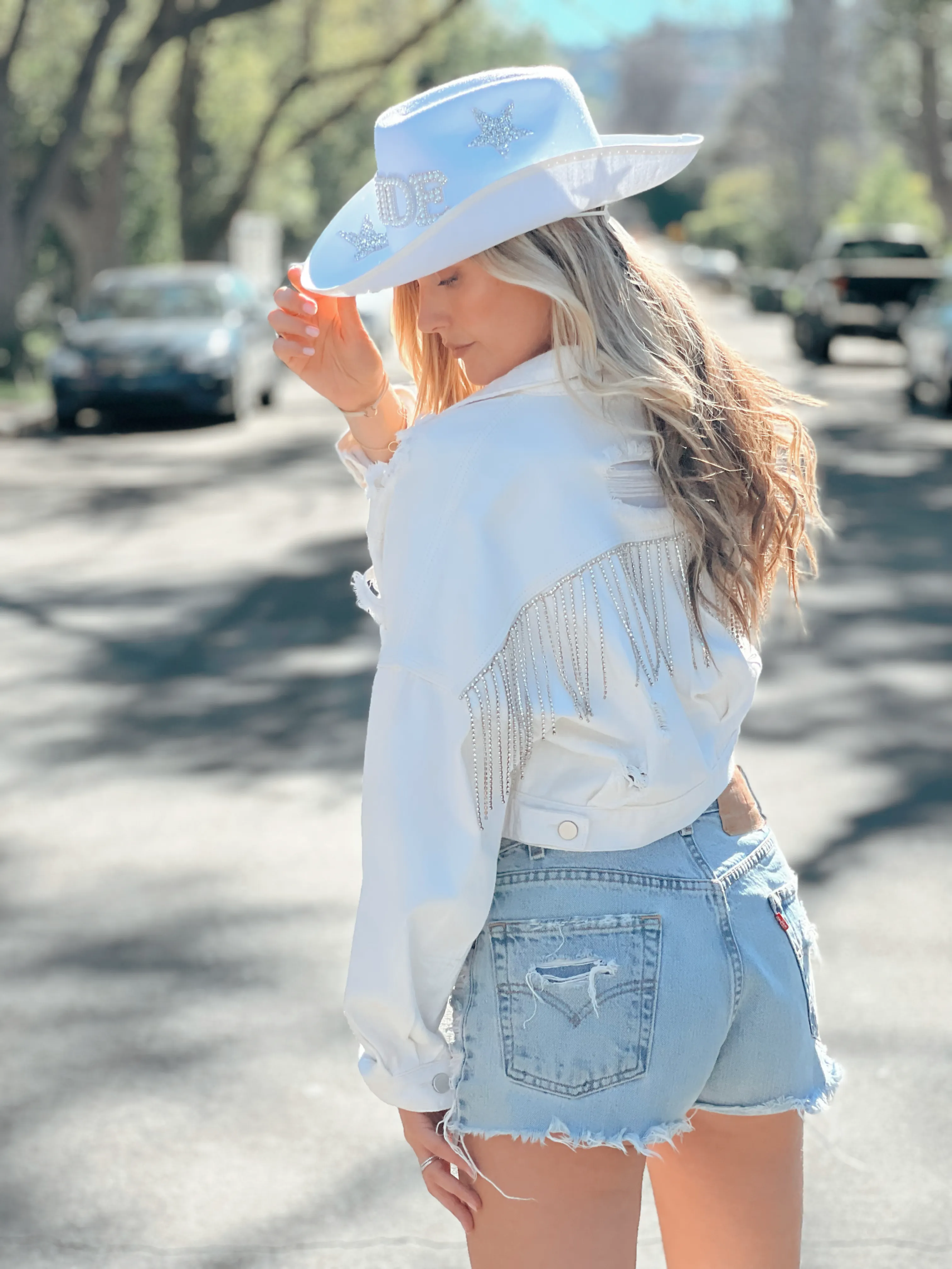 Rodeo Glam Denim Jacket - White