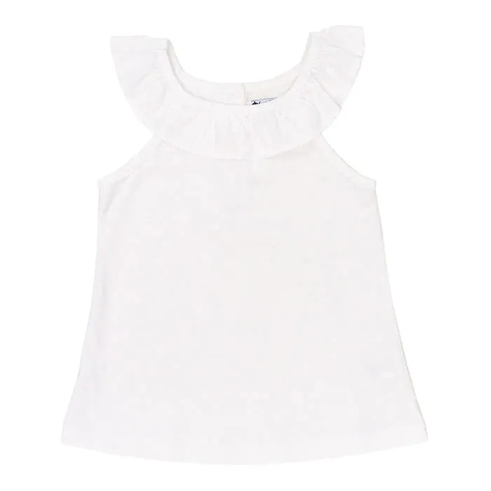 Ruffle Collar Top - White