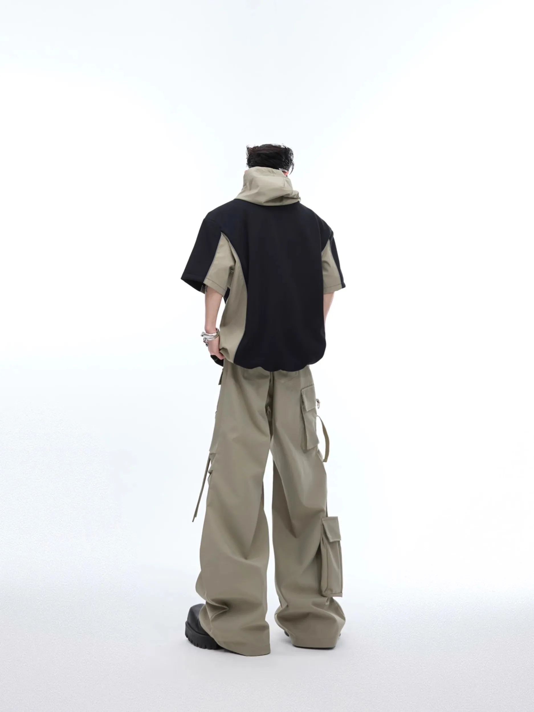 Short Sleeve Hoodie & Wide-Leg Straight Cargo Pants Setup WN6489