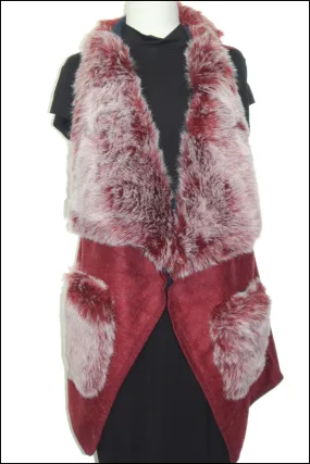 Solid Colour Vest w/Faux Fur Trim