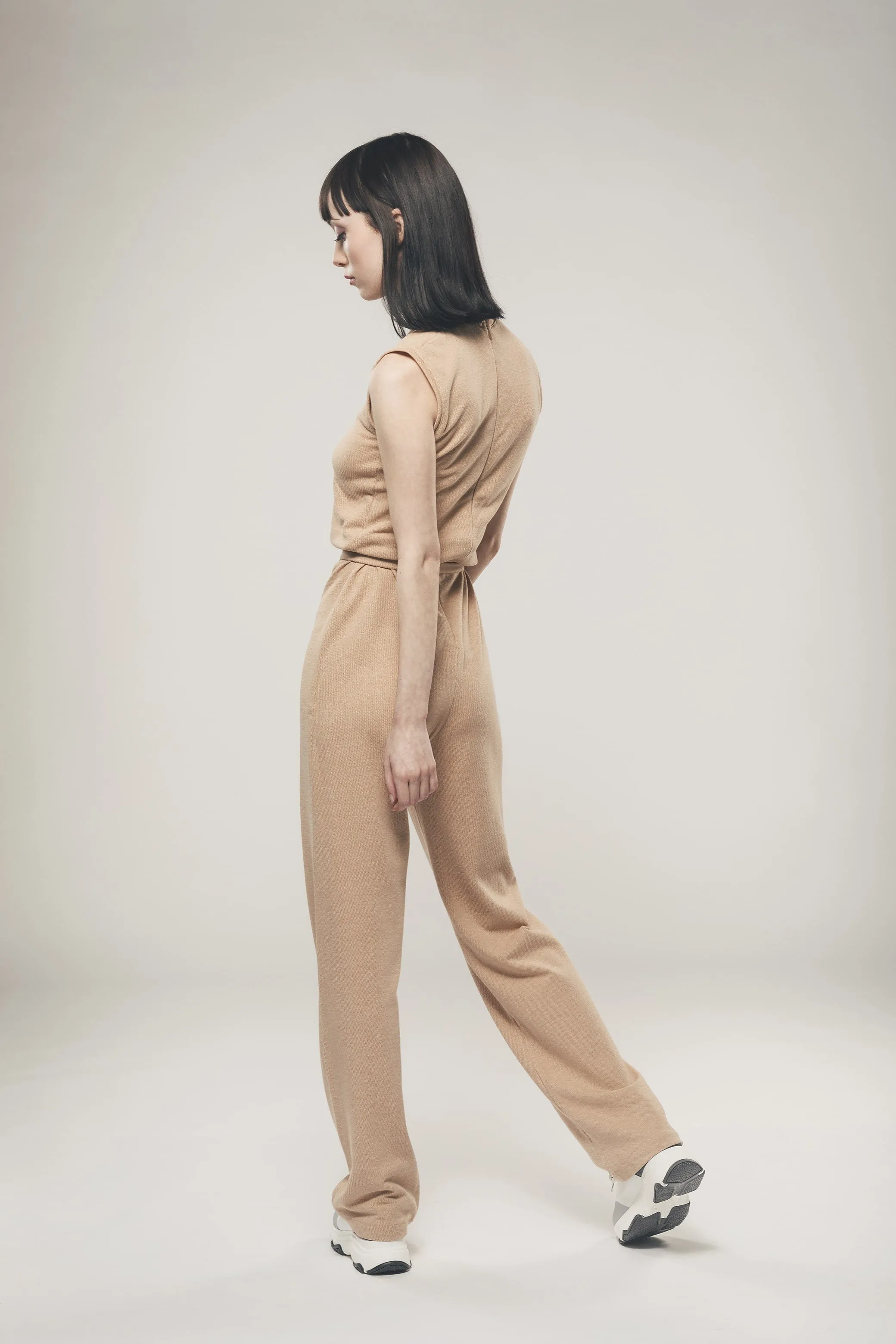 Straight-Leg Jumpsuit in Light Brown