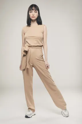 Straight-Leg Jumpsuit in Light Brown