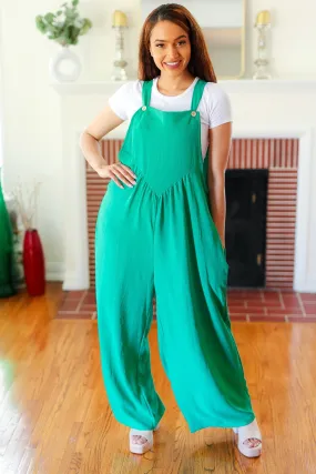 Summer Dreaming Emerald Wide Leg Suspender Overall Jumpsuit