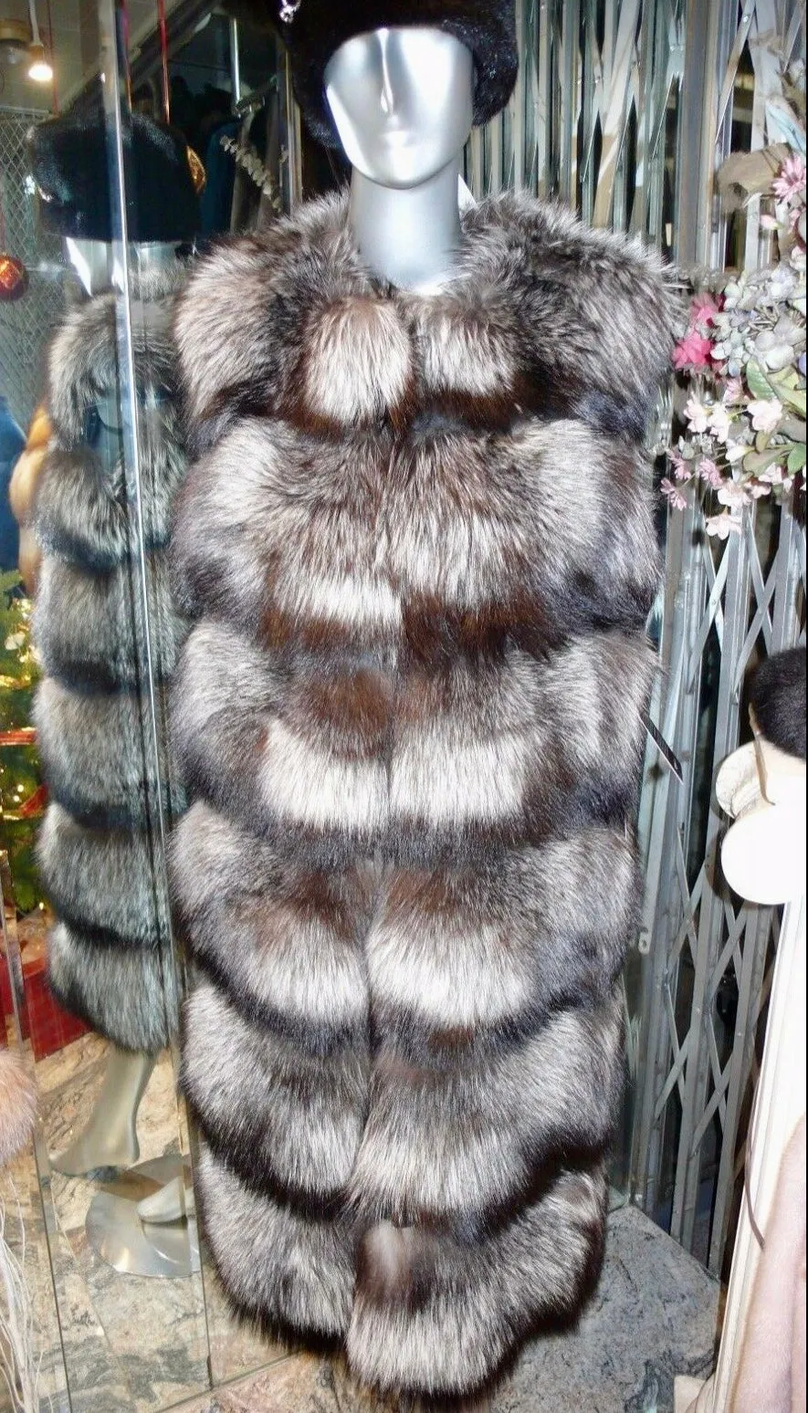 SUPERIOR Quality Silver Fox Fur Long Vest Saga Select Fur