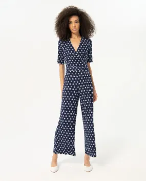 Surkana crossover neckline jumpsuit navy blue