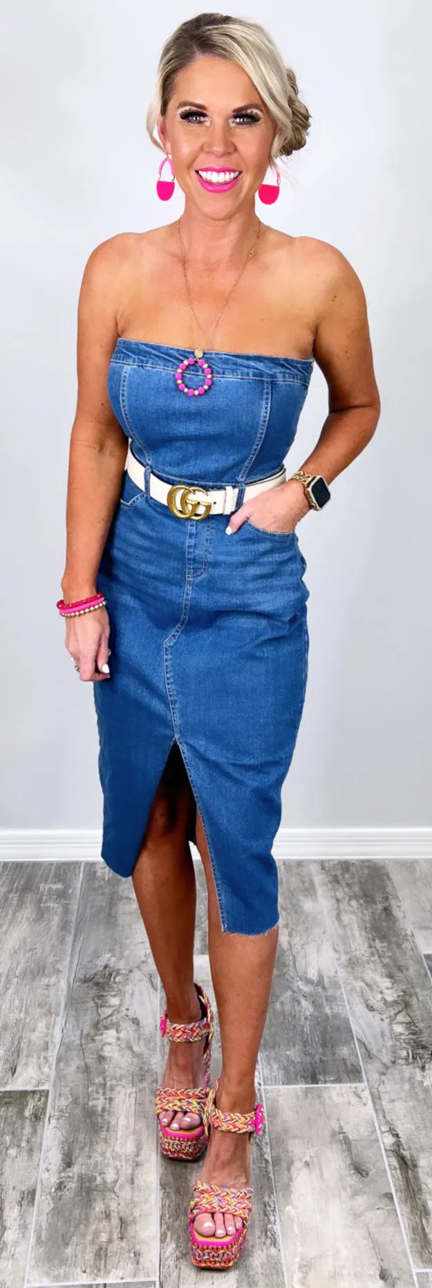 Take A Minute Denim Jean Dress