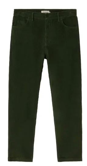 THINKING MU Five pocket corduroy pants bottle green men