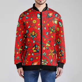 Thorny Path Red Zippered Collared Lightweight Jacket