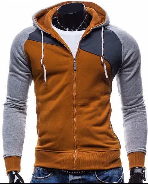 Three Color Accent Hooded Zippered Jacket