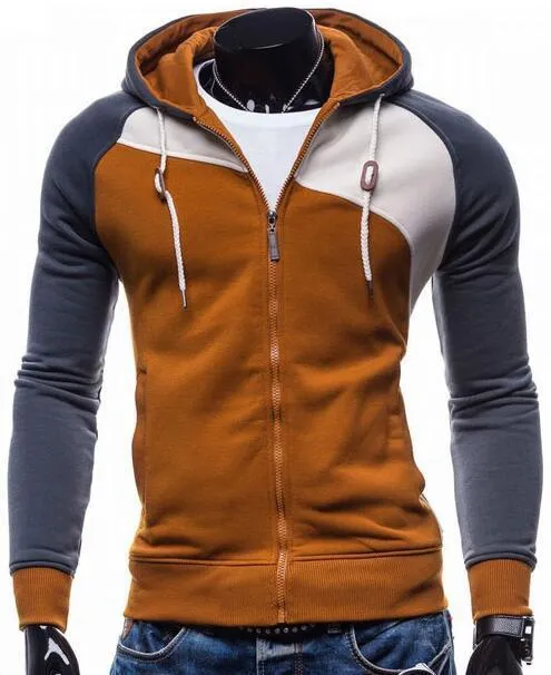 Three Color Accent Hooded Zippered Jacket