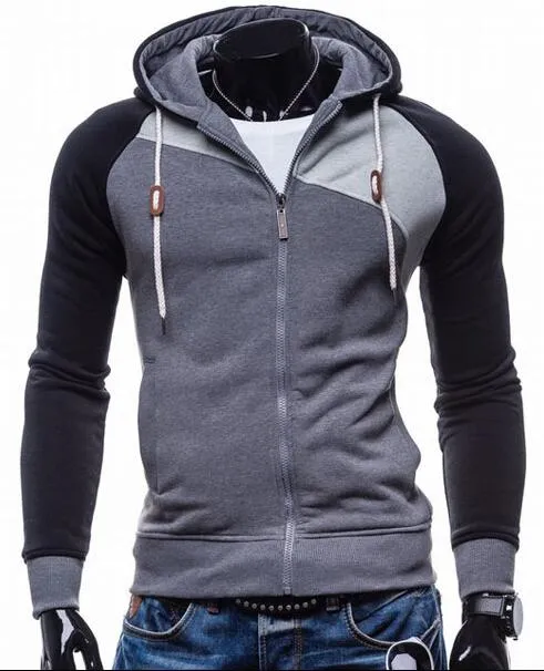 Three Color Accent Hooded Zippered Jacket