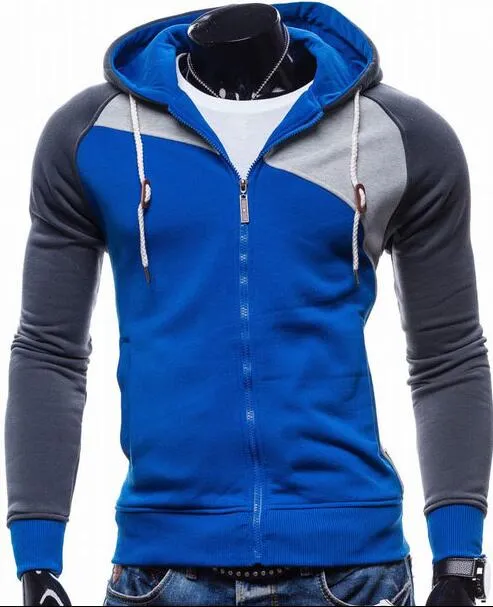 Three Color Accent Hooded Zippered Jacket