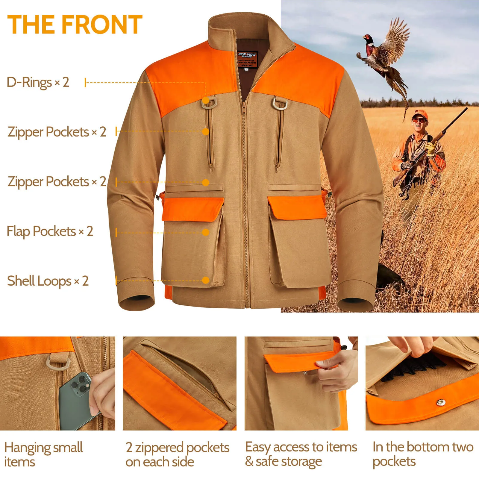 Upland Hunting Jacket for Men, Bird Hunting Clothes