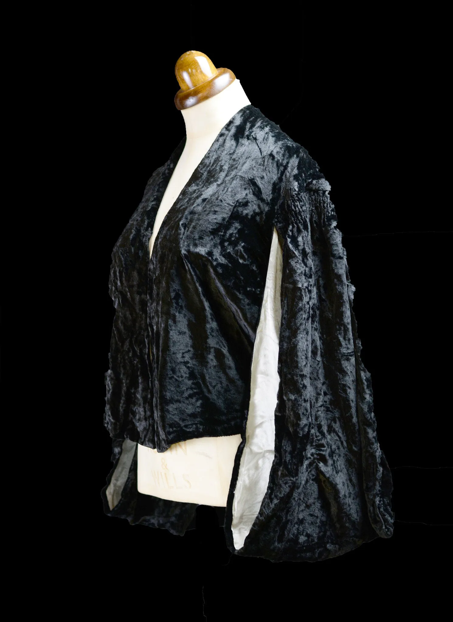 Vintage 1930s Black Velvet Kimono Jacket