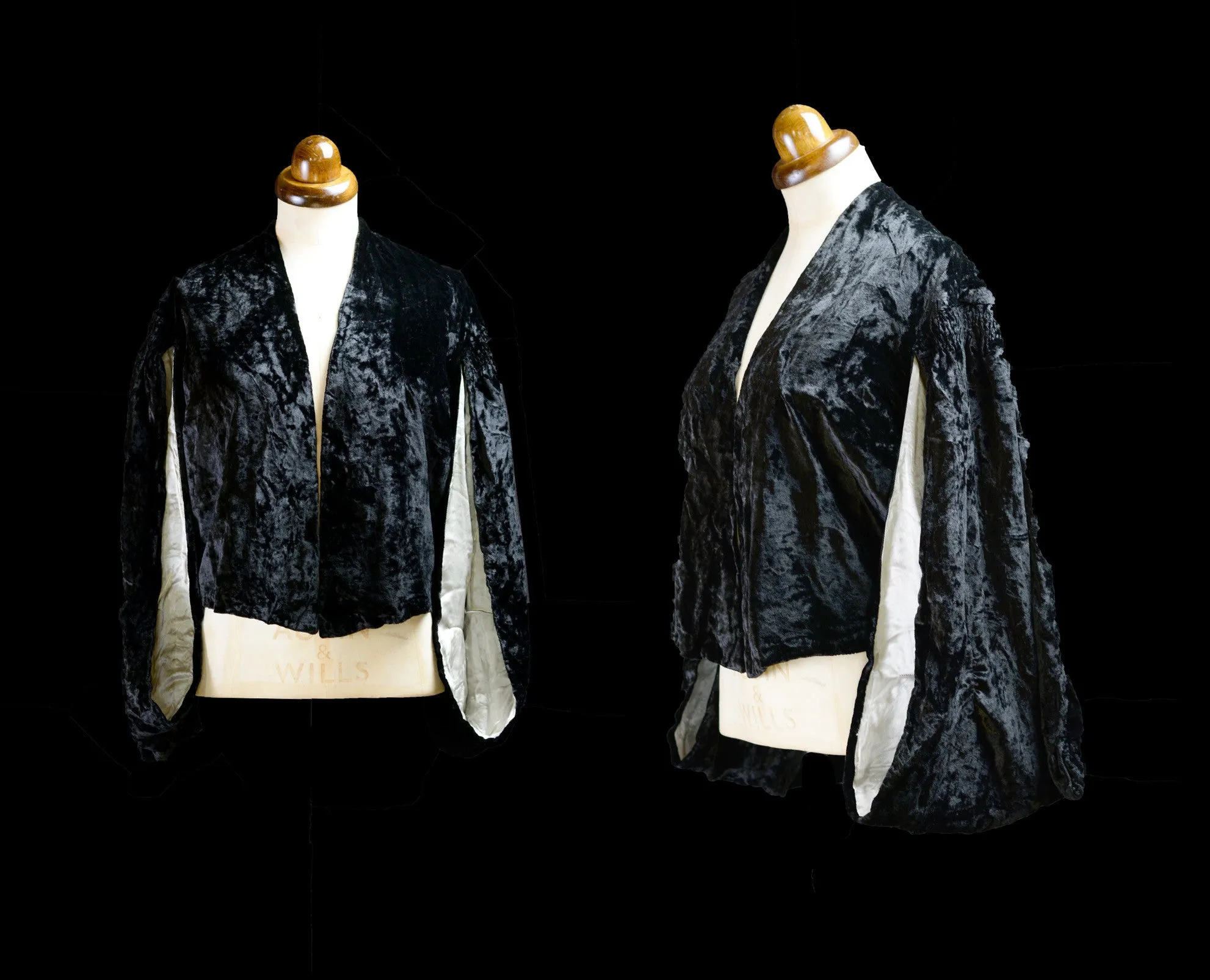 Vintage 1930s Black Velvet Kimono Jacket