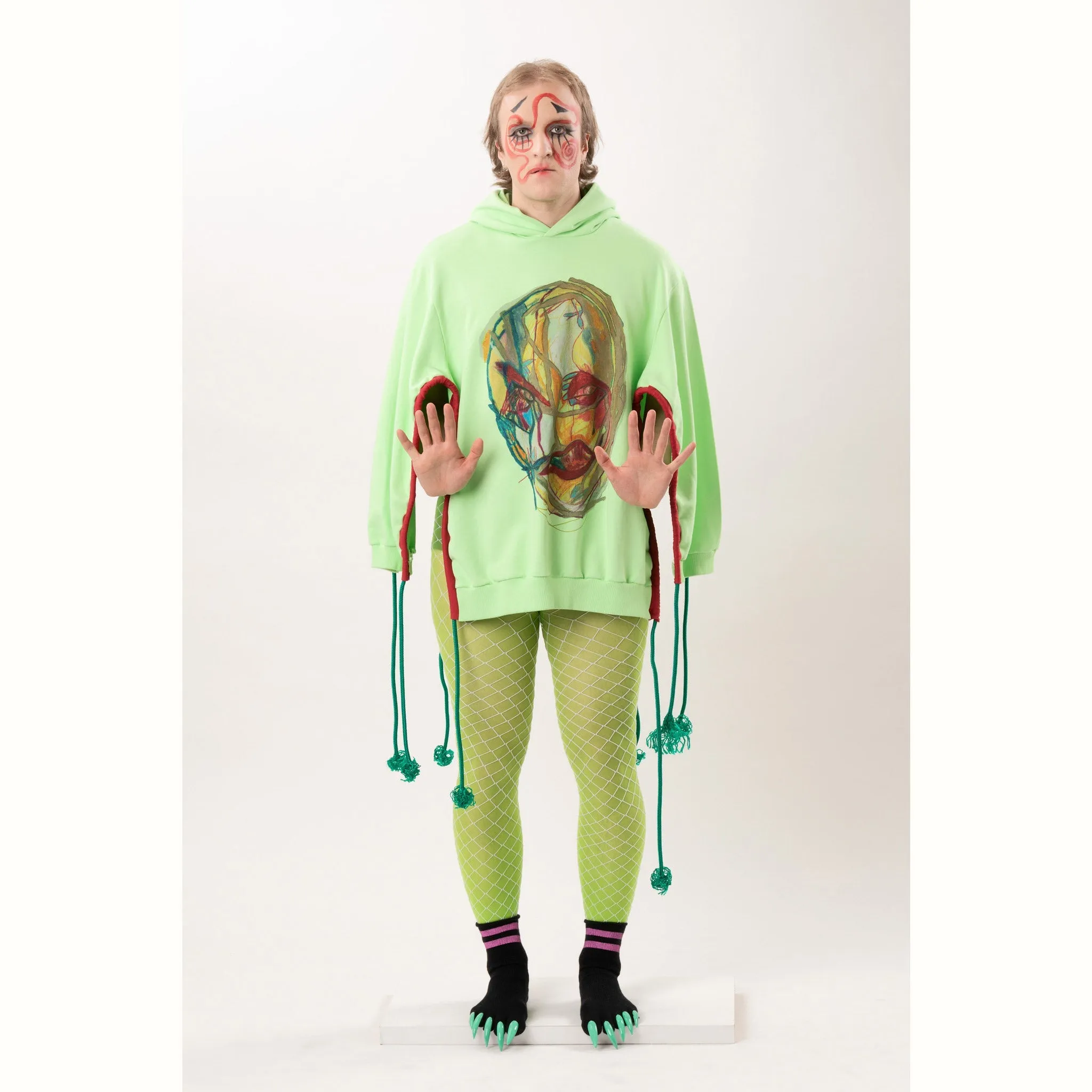 Voyeur Rope-Cape-Hoodie Green