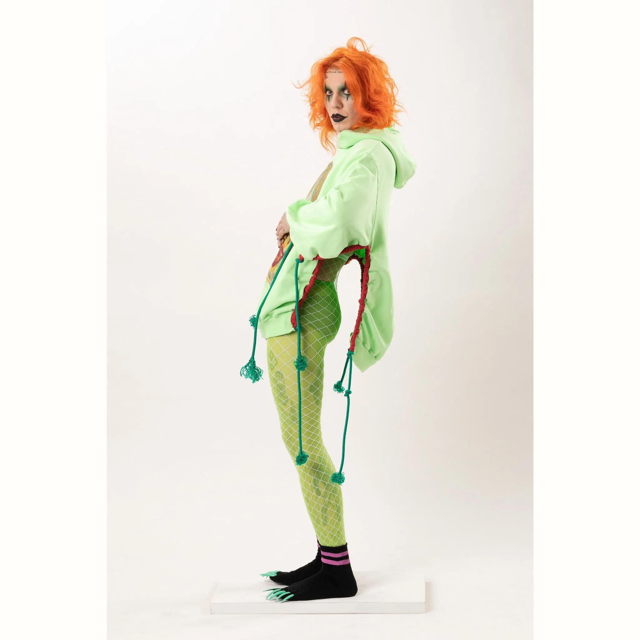 Voyeur Rope-Cape-Hoodie Green