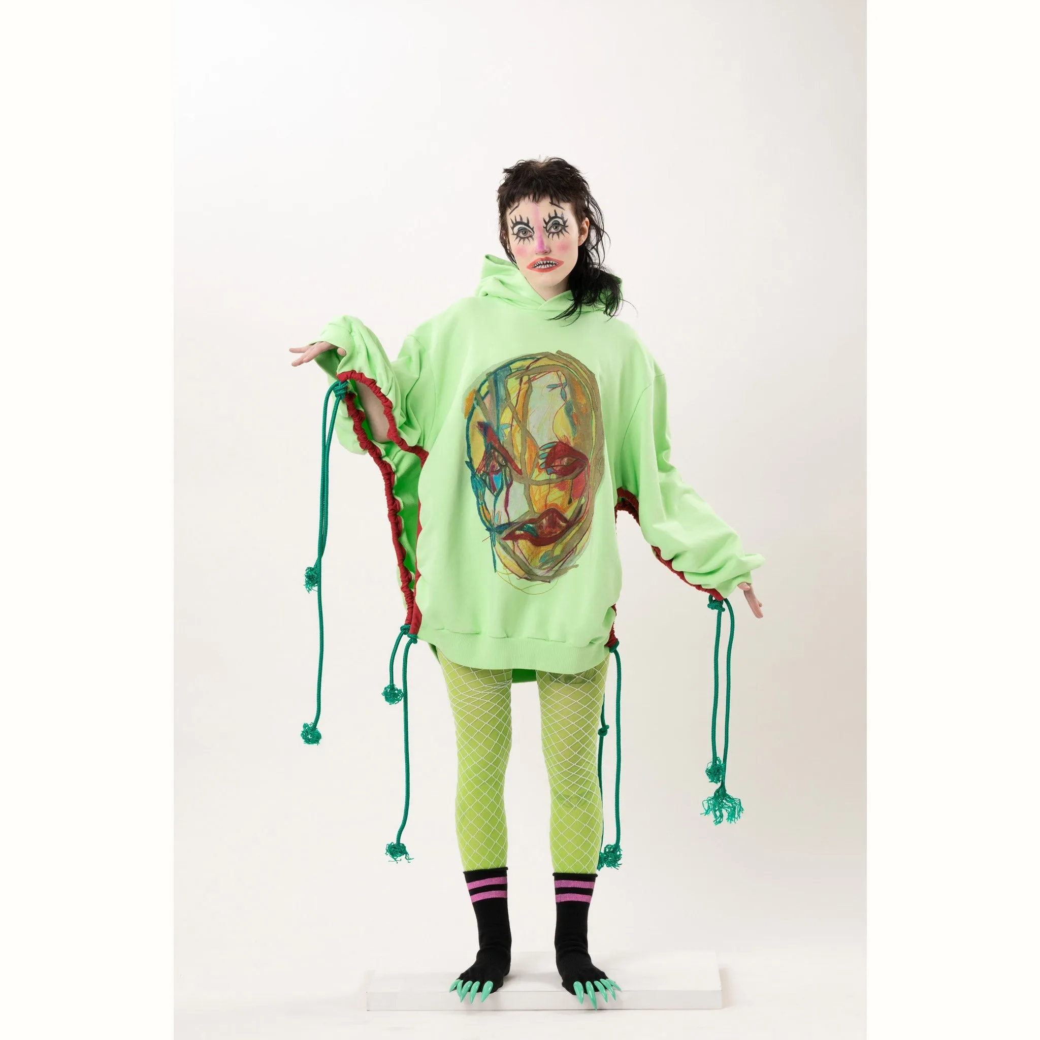 Voyeur Rope-Cape-Hoodie Green