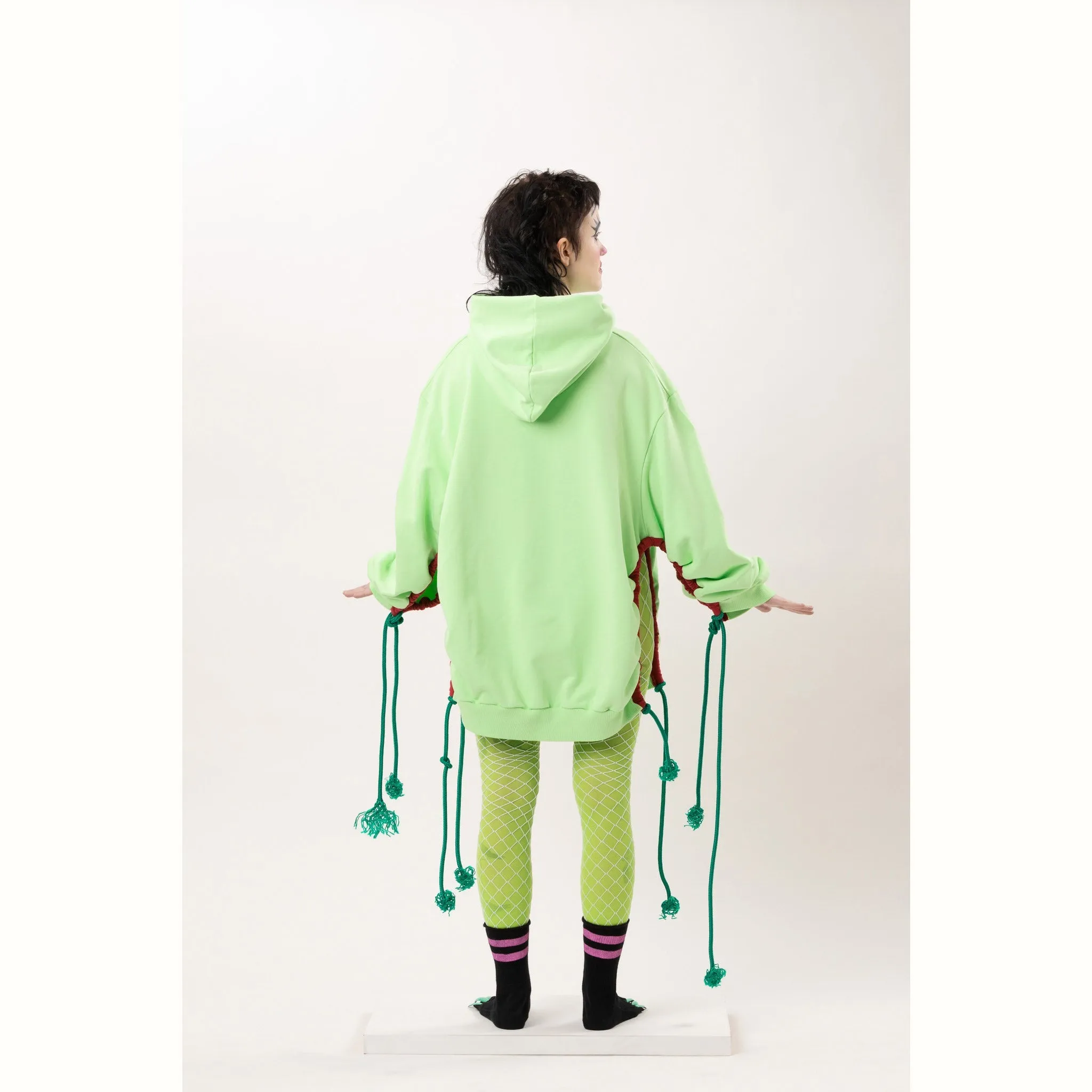 Voyeur Rope-Cape-Hoodie Green