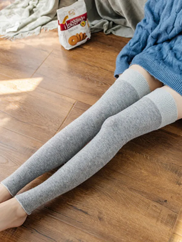 Warm Contrast Color Split-Joint Leg Warmers Accessories